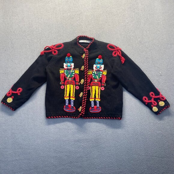 Vtg 1993 Michael Simon Nutcracker Cardigan Sweater Hand Beaded Intricate Sz 1 - Picture 15 of 15